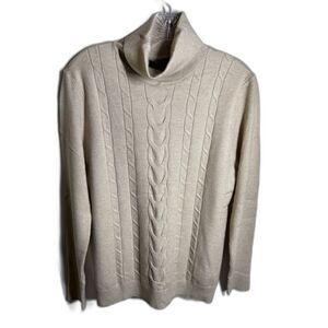 Women’s XL Cream Cable Knit Turtleneck Sweater